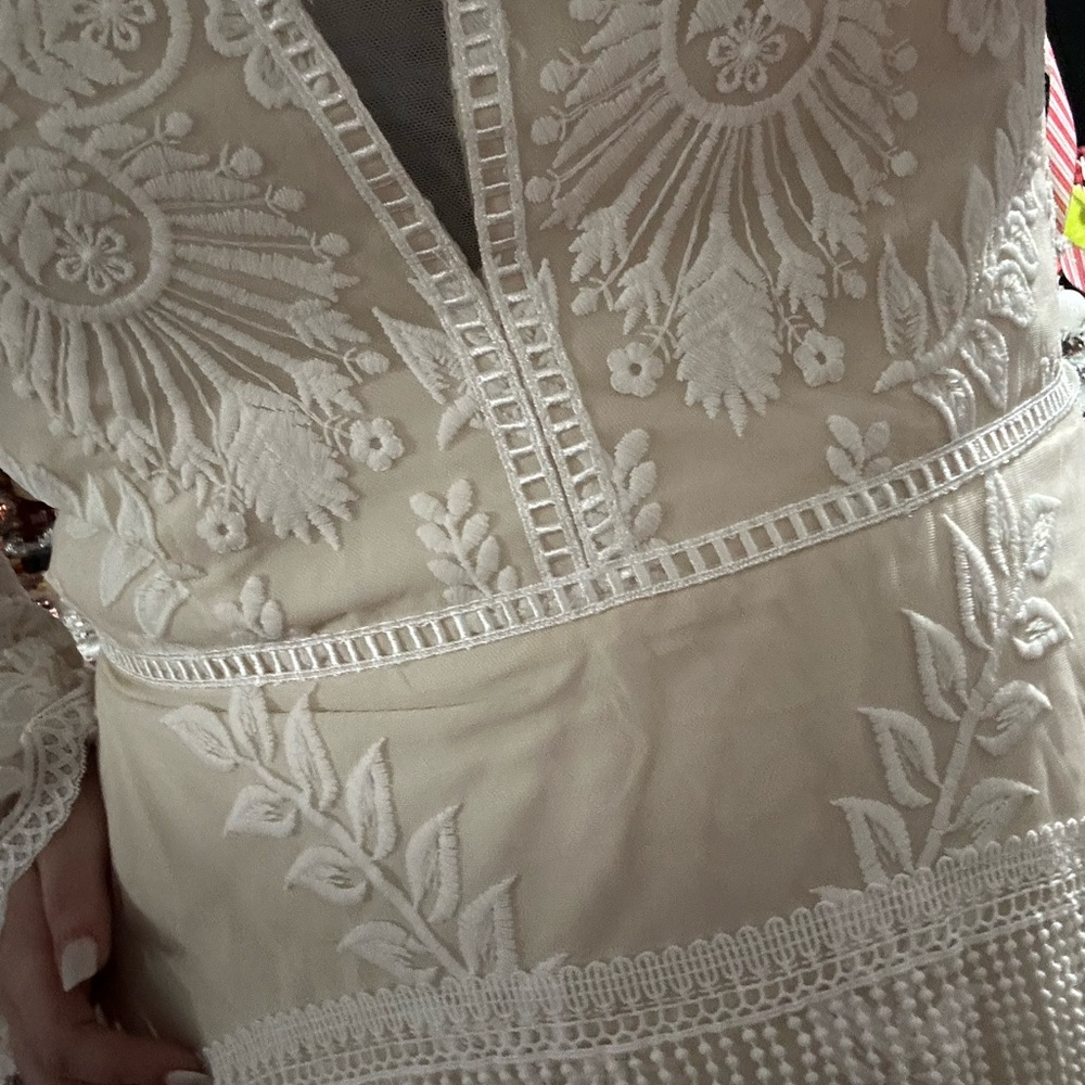 Boho western style plus size wedding dress